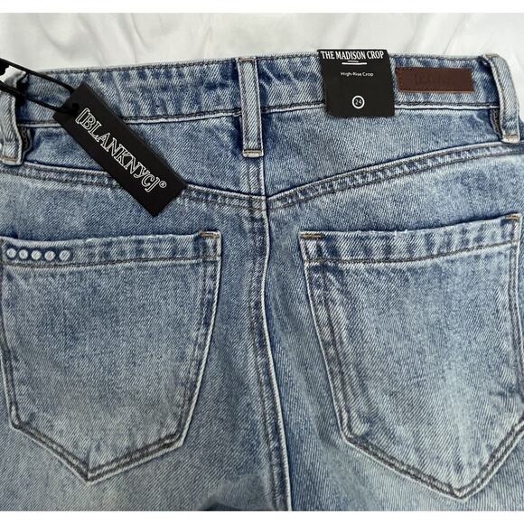 Blank Nyc The Madison Crop High Rise Distressed Destroyed Jeans Size 24 Cotton - Picture 3 of 10